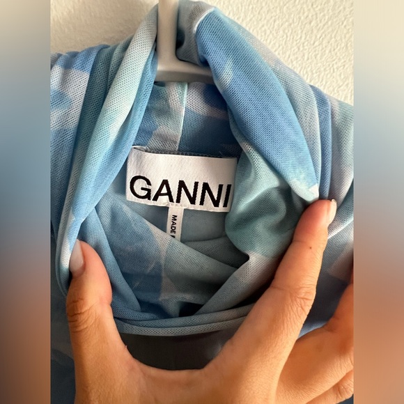 Ganni blue floral print turtleneck top - Picture 8 of 10